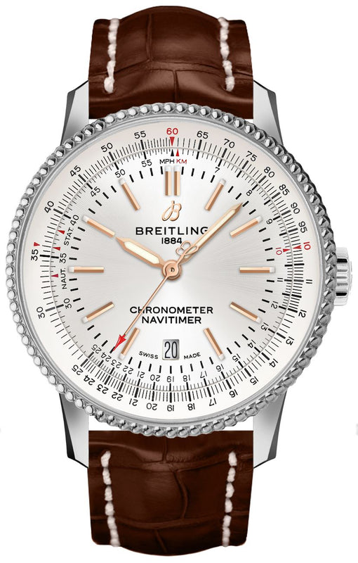 Breitling Navitimer 1 Automatic 41mm White Dial Brown Leather Strap Mens Watch - A17326211G1P1 Authentic Buy Shop Now
