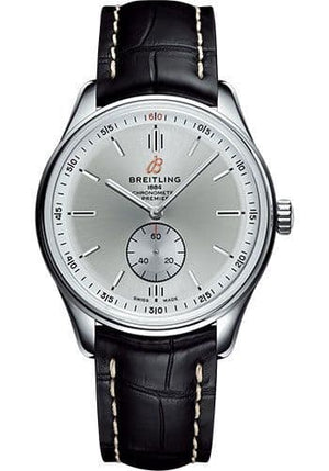 Breitling Premier Automatic 40mm Silver Dial Black Leather Strap Watch for Men - A37340351G1P1 Authentic Buy Shop Now