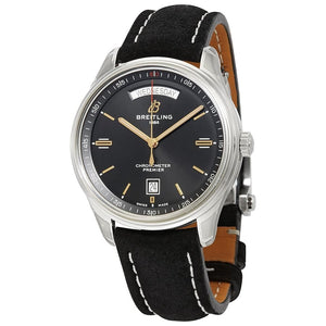Breitling Premier Automatic 40mm Day & Date Black Dial Black Strap Mens Watch - A45340241B1X1 Authentic Buy Shop Now
