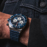 Breitling Super Chronomat B01 44 Blue Dial Blue Rubber Strap Watch for Men - AB0136161C1S1 Authentic Buy Shop Now
