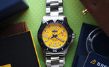 Breitling Superocean II Automatic 44mm Yellow Dial Silver Steel Strap Watch for Men - A17367021I1A1 Authentic Buy Shop Now
