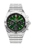 Breitling Chronomat B01 42 Green Dial Silver Steel Strap Watch for Men - AB0134101L1A1 Authentic Buy Shop Now
