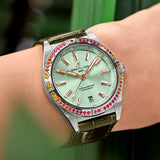 Breitling Chronomat Automatic 36 South Sea Green Dial Green Leather Strap Watch for Women - A10380611L1P1 Authentic Buy Shop Now