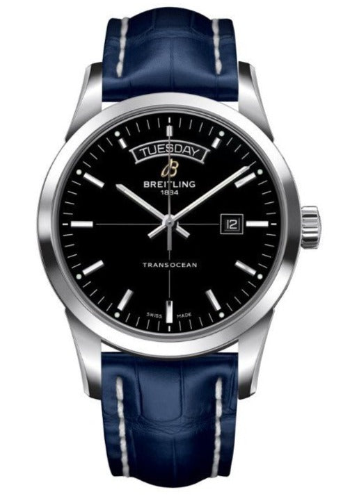 Breitling Transocean Day & Date 42mm Automatic Black Dial Black Leather Strap Mens Watch - A4531012/BB69/731P/ A20BA.1 Authentic Buy Shop Now