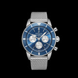 Breitling Superocean Heritage B01 Chronograph 44 Blue Dial Silver Mesh Bracelet Watch for Men - AB0162161C1A1 Authentic Buy Shop Now