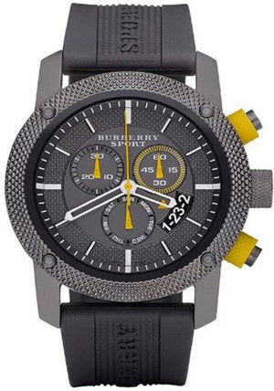 Burberry Sport Endurance Chronograph Grey Dial Grey Rubber Strap Watch for Men - BU7713 Authentic Buy Shop Now