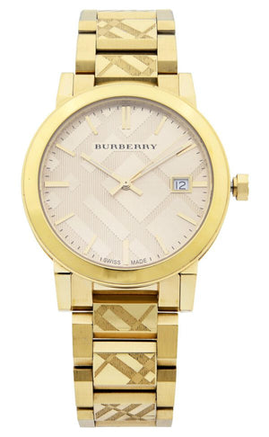 Burberry The City Gold Dial Gold Steel Strap Watch for Men - BU9038 Authentic Buy Shop Now