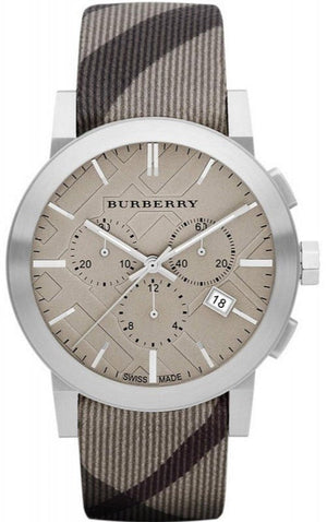 Burberry The City Smoke Dial Checked Brown Leather Strap Watch for Men - BU9358 Authentic Buy Shop Now