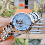 Bulova BVA Skeleton Silver Dial Two Tone Steel Strap Watch for Men - 98A230 Authentic Buy Shop Now