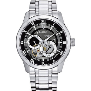 Bulova BVA Dual Aperture Black Dial Silver Steel Strap Watch for Men - 96A119 Authentic Buy Shop Now