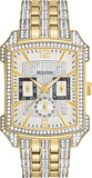Bulova Crystal Chronograph White Dial Two Tone Steel Strap Watch for Men - 98C109 Authentic Buy Shop Now