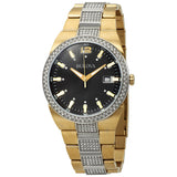 Bulova Crystal Black Dial Two Tone Steel Strap Watch for Men - 98B235 Authentic Buy Shop Now