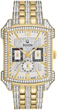 Bulova Crystal Chronograph White Dial Two Tone Steel Strap Watch for Men - 98C109 Authentic Buy Shop Now