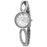 Bulova Crystal Collection Mother of Pearl Dial Silver Steel Strap Watch for Women - 96L223 Authentic Buy Shop Now