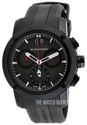 Burberry The Endurance Chronograph Black Dial Black Rubber Strap Watch For Men - BU9802 Authentic Buy Shop Now