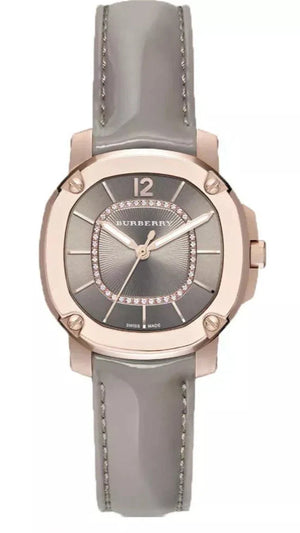 Burberry Britain Diamonds Grey Dial Grey Leather Strap Watch for Women - BBY1810 Authentic Buy Shop Now