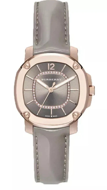 Burberry Britain Diamonds Grey Dial Grey Leather Strap Watch for Women - BBY1810 Authentic Buy Shop Now