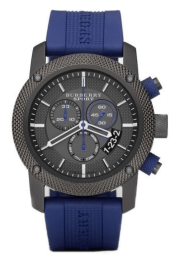 Burberry Sports Chronograph Black Dial Blue Rubber Strap Watch for Men - BU7714 Authentic Buy Shop Now