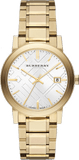 Burberry The City Silver Dial Gold Steel Strap Unisex Watch - BU9003 Authentic Buy Shop Now