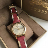 Burberry The City Gold Dial Orange Leather Strap Watch for Women - BU9017 Authentic Buy Shop Now