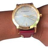 Burberry The City Gold Dial Orange Leather Strap Watch for Women - BU9017 Authentic Buy Shop Now
