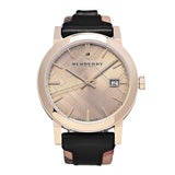Burberry The City Gold Dial Black Leather Strap Watch for Men - BU9032 Authentic Buy Shop Now