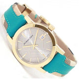 Burberry Heritage Gold Dial Blue Leather Strap Watch for Women - BU9112 Authentic Buy Shop Now