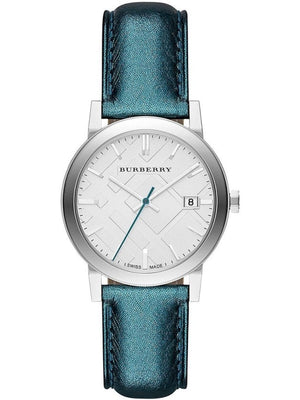 Burberry White Dial Turquoise Leather Strap Watch for Women - BU9120 Authentic Buy Shop Now