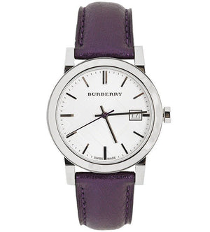 Burberry The City Silver Dial Purple Leather Strap Watch for Women - BU9122 Authentic Buy Shop Now