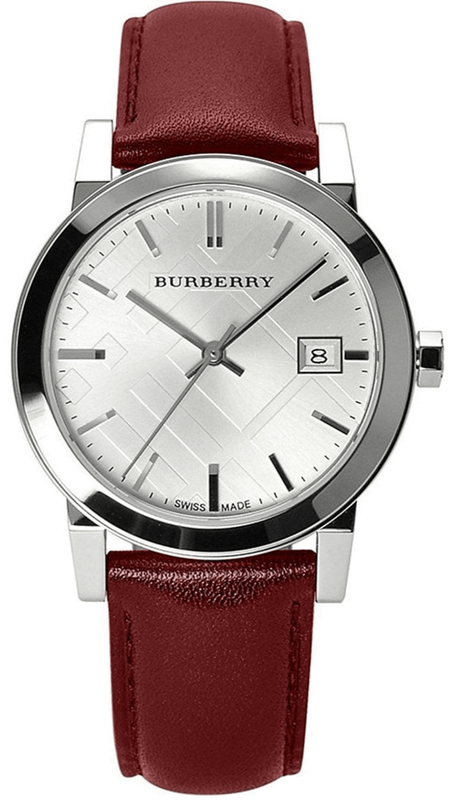 Burberry The City Silver Dial Red Leather Strap Watch for Women - BU9129 Authentic Buy Shop Now