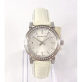 Burberry The City Diamonds Silver Dial White Leather Strap Watch for Women - BU9221 Authentic Buy Shop Now