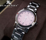 Burberry The City Diamonds Pink Dial Silver Steel Strap Watch for Women - BU9223 Authentic Buy Shop Now