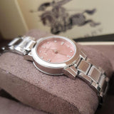 Burberry The City Diamonds Pink Dial Silver Steel Strap Watch for Women - BU9223 Authentic Buy Shop Now