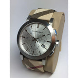 Burberry The City Nova White Dial Checked Brown Leather Strap Watch for Men - BU9357 Authentic Buy Shop Now