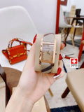 Burberry The Pioneer Rose Gold Dial Haymarket Brown Leather Strap Watch for Women - BU9408 Authentic Buy Shop Now