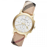 Burberry The City White Dial Haymarket Beige Leather Strap Watch for Women - BU9752 Authentic Buy Shop Now