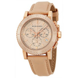 Burberry Chronograph Rose Gold Dial Beige Leather Strap Watch for Women - BU9704 Authentic Buy Shop Now