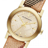 Burberry The City Gold Dial Haymarket Brown Leather Strap Watch for Women - BU9219 Authentic Buy Shop Now