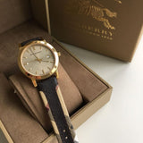 Burberry The City Gold Dial Black Leather Strap Watch for Men - BU9032 Authentic Buy Shop Now