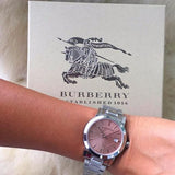 Burberry The City Pink Dial Silver Steel Strap Watch for Women - BU9124 Authentic Buy Shop Now