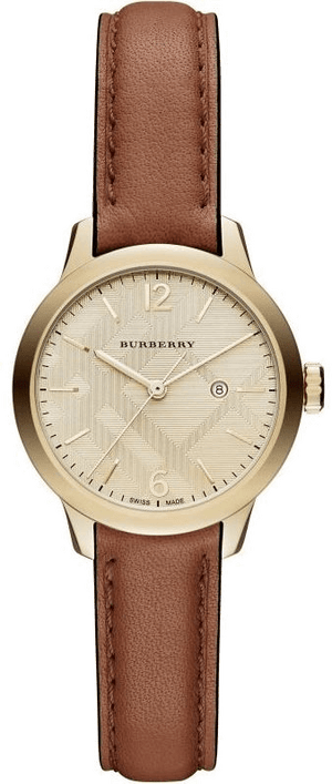 Burberry The Classic Champagne Gold Dial Brown Leather Strap Watch for Women - BU10101 Authentic Buy Shop Now