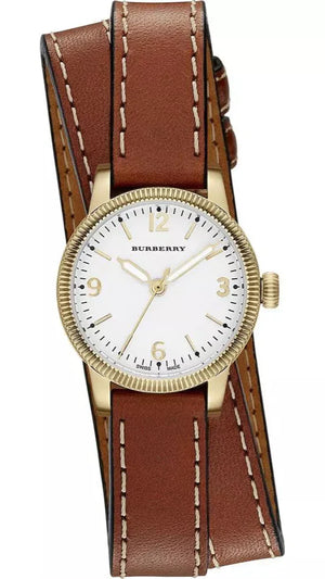 Burberry Utilitarian White Dial Brown Leather Strap Watch for Women - BU7850 Authentic Buy Shop Now