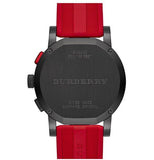 Burberry The City Chronograph Black Dial Red Rubber Strap Watch For Men - BU9805 Authentic Buy Shop Now