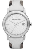 Burberry The City Silver Dial White Leather Strap Watch for Women - BU9019 Authentic Buy Shop Now