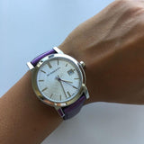 Burberry The City Silver Dial Purple Leather Strap Watch for Women - BU9122 Authentic Buy Shop Now