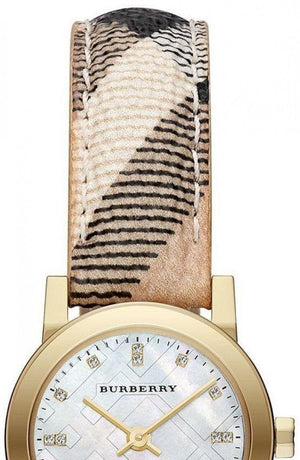 Burberry The City Diamonds Mother of Pearl Dial Brown Leather Strap Watch for Women - BU9226 Authentic Buy Shop Now