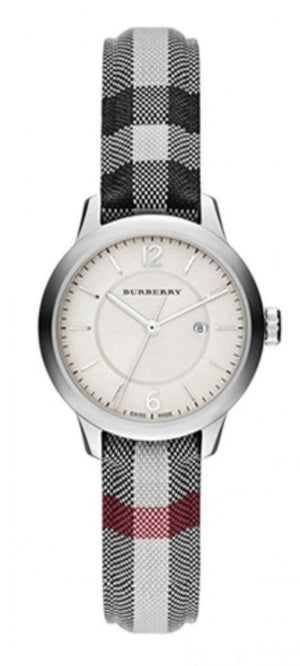 Burberry Classic Stone Silver Dial Horseberry Black Leather Strap Watch for Women - BU10103 Authentic Buy Shop Now
