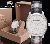 Burberry The Classic Horseferry Silver Dial Black Leather Strap Watch for Men - BU10002 Authentic Buy Shop Now