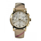 Burberry The City White Dial Haymarket Beige Leather Strap Watch for Women - BU9752 Authentic Buy Shop Now