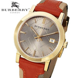Burberry The City Gold Dial Orange Leather Strap Watch for Women - BU9016 Authentic Buy Shop Now